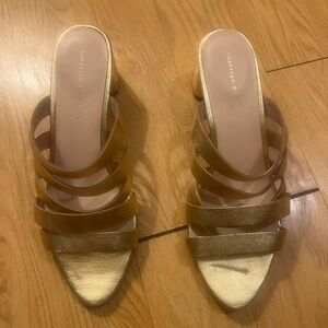 Loeffler Randall Gold Strappy Heels